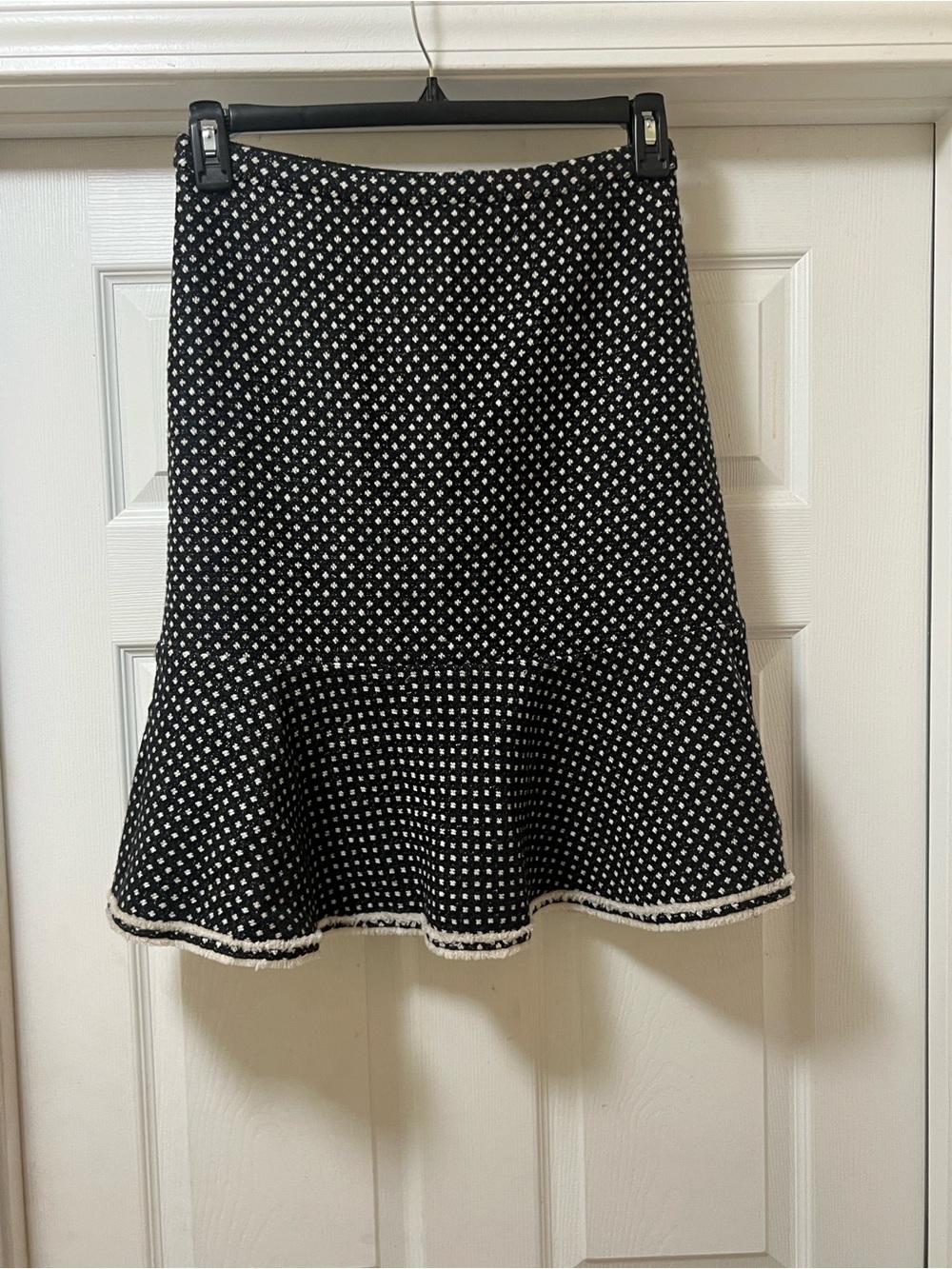 J. Crew Black and White Polka Dot A-Line Flare Skirt